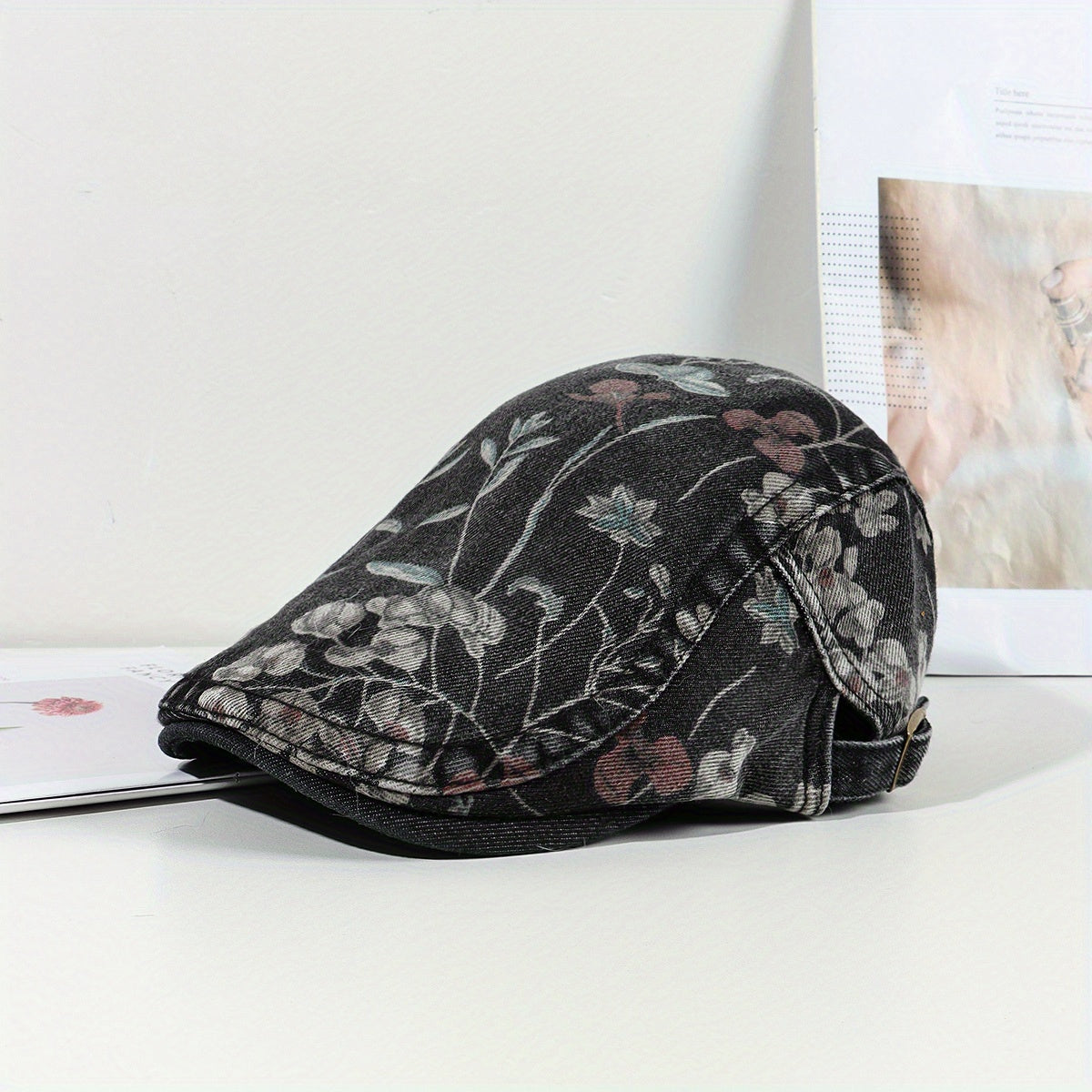 Y2K Washed Denim Newsboy Hat Beret Vintage Lightweight British Style Painter Hat