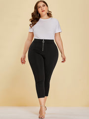 Women's Plus High Rise Zipper Stretch Slim Fit Pants