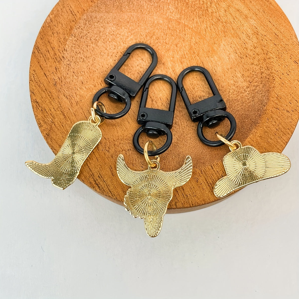 Alloy Pendant Keychain Set: Cowboy Hat, Boots, Bullhead Key Chain