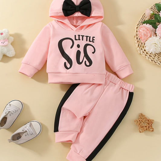 Casual Letter Print Hooded Sweatshirt and Trousers Set