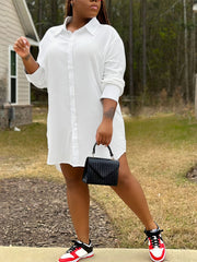  Button Up Long Sleeve Shirt Dress