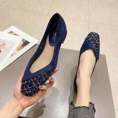 Women's Square Toe Slip-On Block Heel Shoes