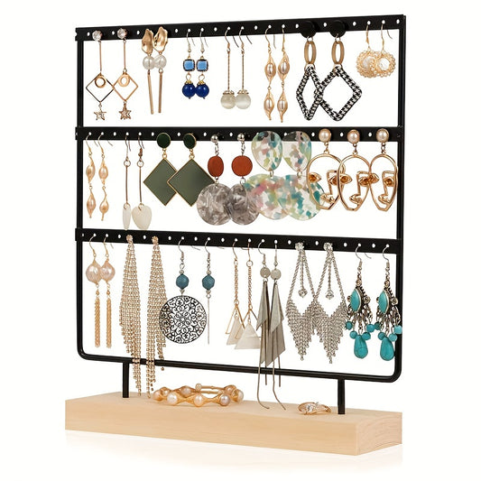 Wood Base Earring Holder Detachable Jewelry Display Rack