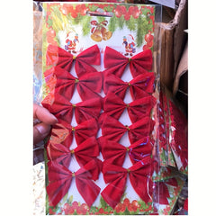 12pcs Christmas Tree Ornament Bow Room Decoration