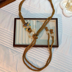 Boho Beaded Round Buckle Rope Belt Vintage Dress Girdle