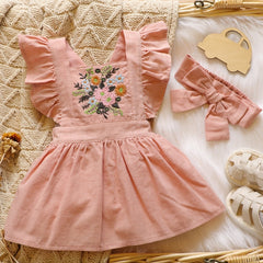 Floral Embroidery Baby Girl Dress Set