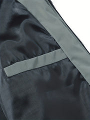 Men's Stylish Windbreaker Jacket with Stand Collar