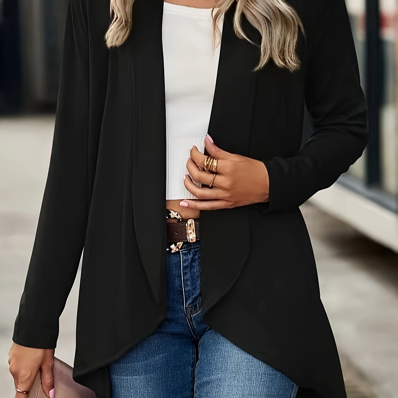  Cardigan Women's Plus Solid Long Sleeve Shawl Collar Open Front Coat