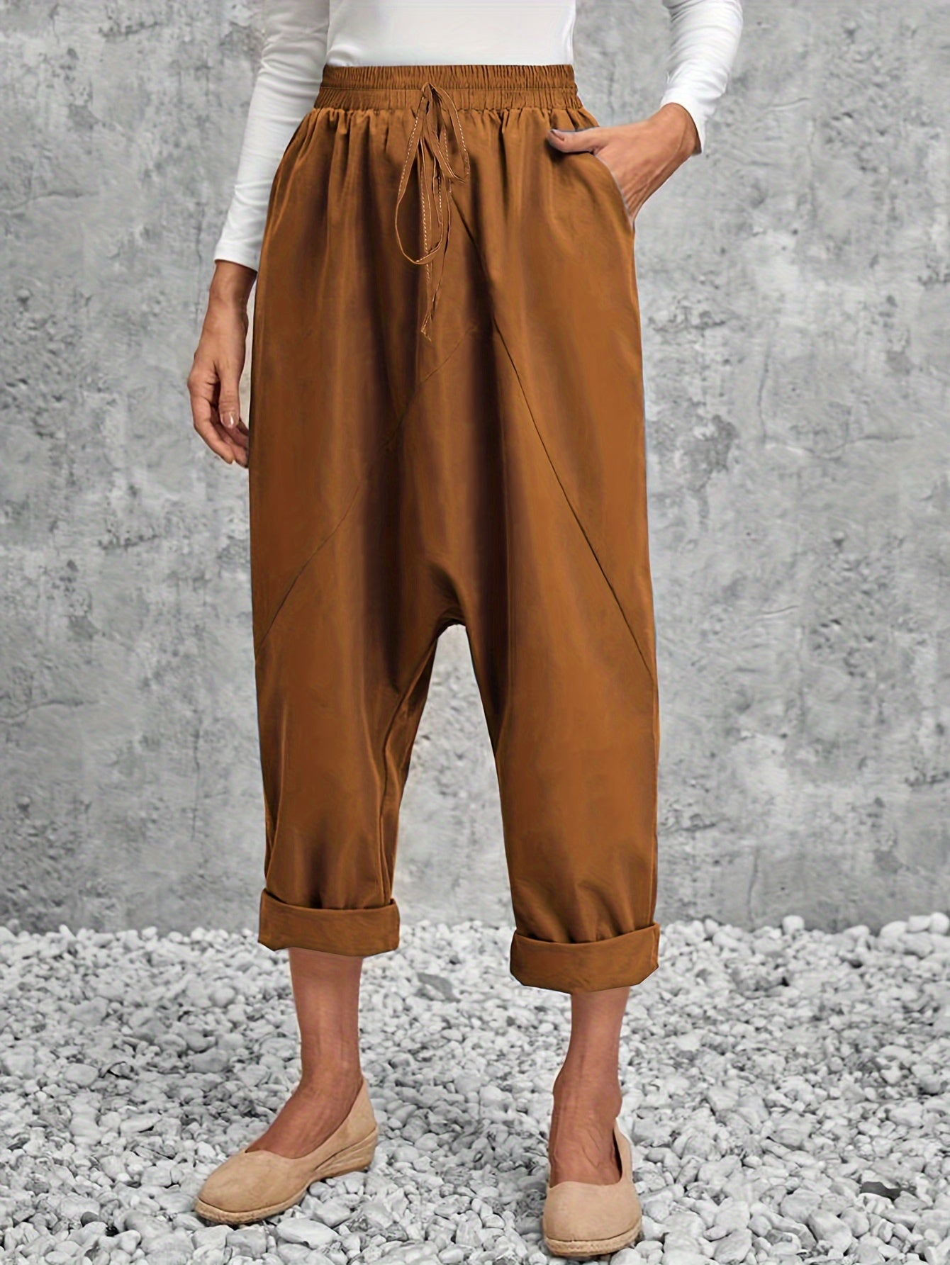  High Rise Harem Trousers with Pockets