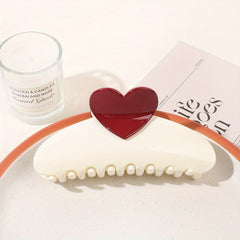 Glossy Candy Hair Claw Heart Decor Ponytail Holder Sweet Hair Clip