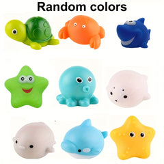Light Up Sea Animals Set Glitter Colorful Bath Toys - 8pcs