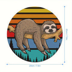 Cartoon Sloths Round Mouse Pad Non Slip Rubber Base Small Size