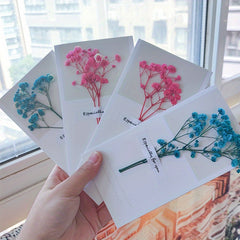 4pcs Gypsophila Dried Flower Cards for Birthday Thanksgiving Romantic Bouquet