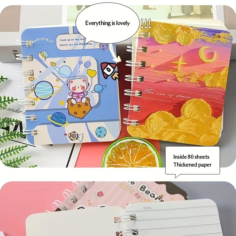 Set of 4 Cartoon Animal A7 Coil Notepad Office Notebook
