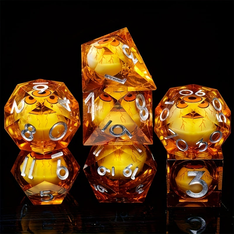 7pcs Moving Eye Resin Dice Set - Halloween Cosplay Collection