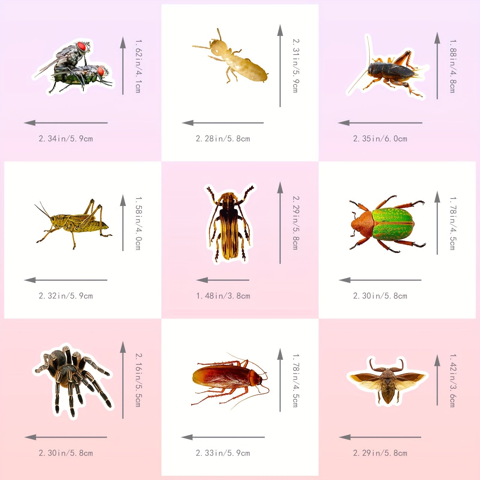 50pcs Insect Vinyl Stickers Waterproof Pack for Water Bottle Laptop Phone