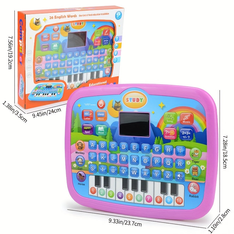 Interactive Kids Learning Tablet with LED Screen Alphabet Numbers Words & Music