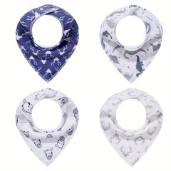 4pcs Baby Cotton Bandana Bibs for Drooling Teething