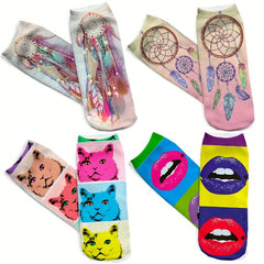 4 Pairs Cartoon Print Low Cut Socks Women's Stockings
