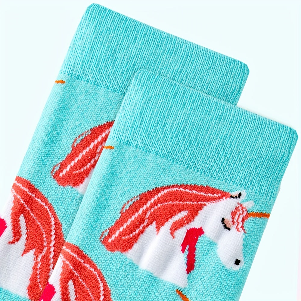 Unicorn Pattern Socks Women's Mid Tube Stockings
