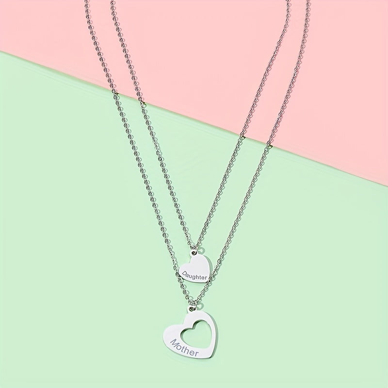 Mother & Daughter Heart Collar Necklace, Holiday Gift