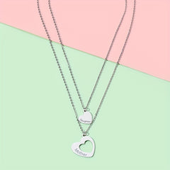 Mother & Daughter Heart Collar Necklace, Holiday Gift