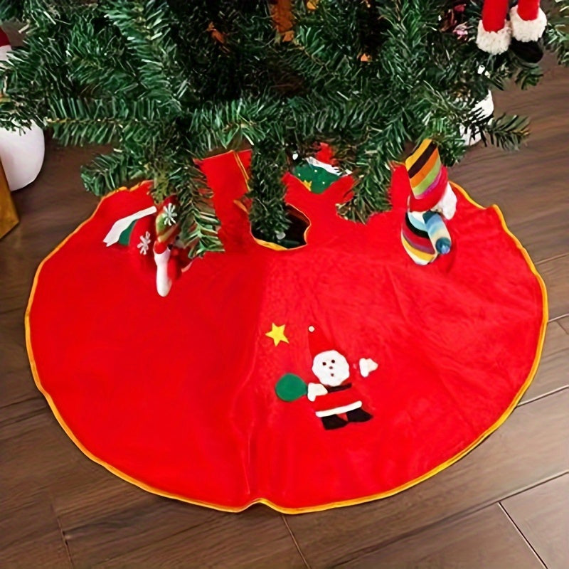 Christmas Tree Skirt Red Velvet Snowflake Design