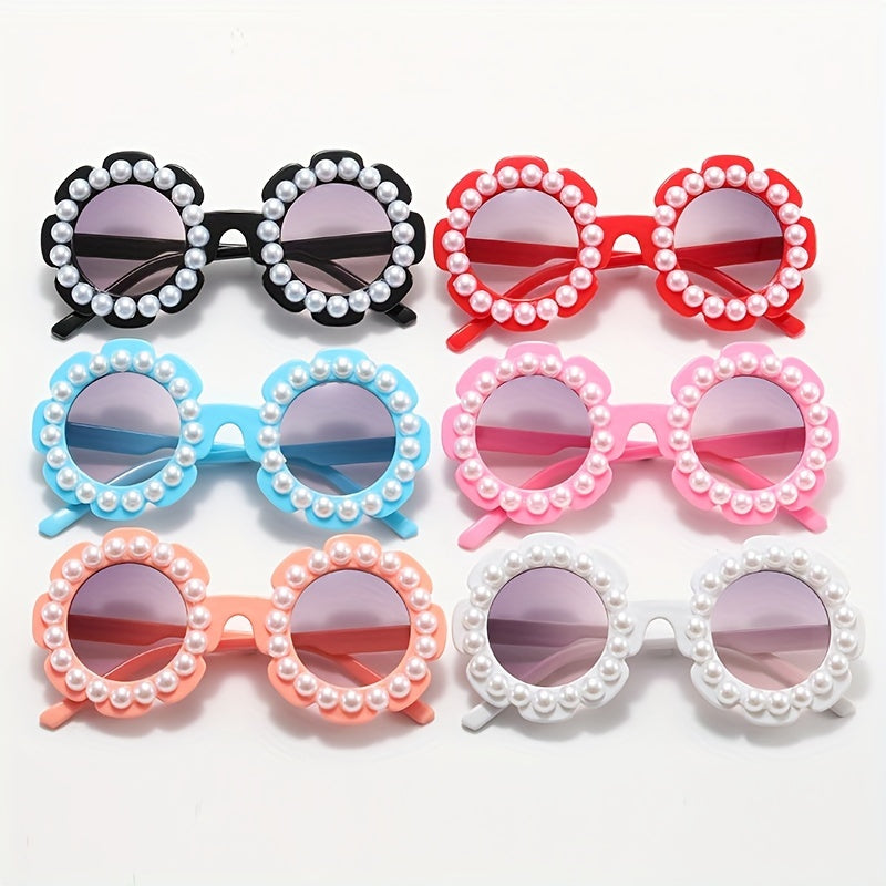 Y2K Flower Frame Pearl Sunglasses UV Protection