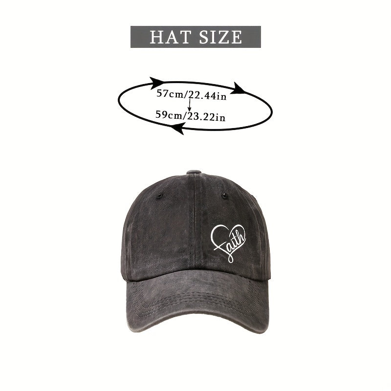 FAITH Heart Print Baseball Cap Unisex Couple Sun Hat