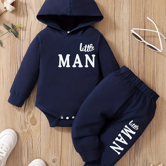 Baby Boy Hooded Bodysuit Trousers Set