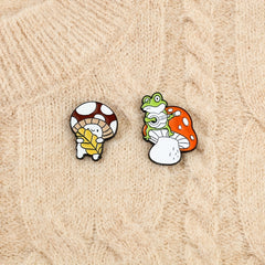 Mushroom Frog Ejection Guitar Brooch Forest Elf Bag Accessory