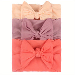 3pc Nylon Bow Soft Baby Headband Set 0-3 Years
