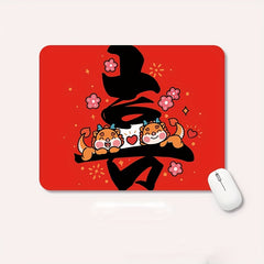 Year Of The Dragon Mouse Pad Small Size Cartoon Office Red Desk Mat