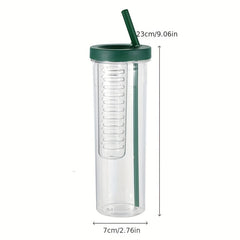 Leak Proof Water Bottle w/ Folding Straw and Tea Filter 700ml