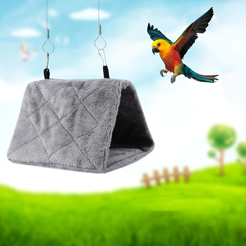 Parrot Bird Triangle Shape Fleece Hanging Bed For Parroket Winter Warmth