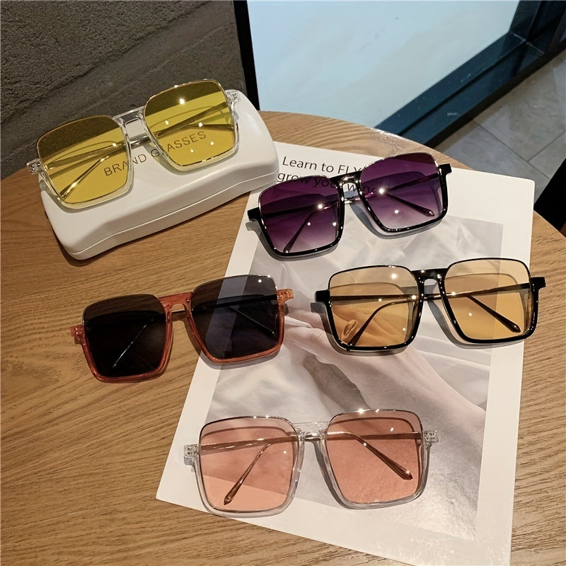 Large Square Sunglasses for Women Men Casual Jelly Gradient Glasses