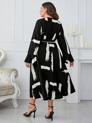  Graphic Print Bell Sleeve Maxi Dress