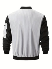 Preppy Style Block Letter Print Jacket Men's Baseball Collar Coat