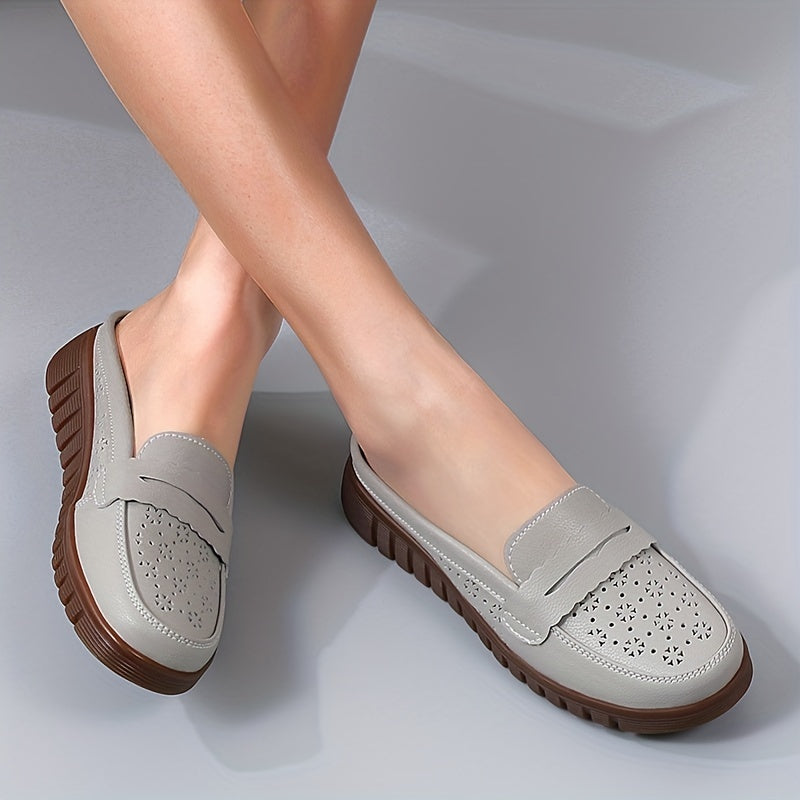Women's Hollow Out Mule Sneakers Lightweight Slip On Shoes Breathable Closed Toe