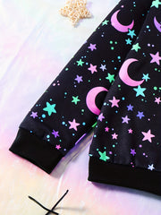 Star & Moon Reflective Girl's 2pcs Sweatshirt & Sweatpants Set