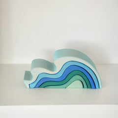 Decorative Wooden Toy Building Blocks with Realistic Wave Patterns