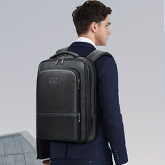 Slim Leather Laptop Backpack Men 38-62 Cm Business Lightweight USB Charging