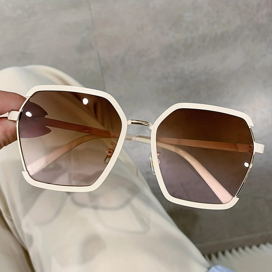 Oversized Polygon Sunglasses Gradient UV400 Sun Shades Metal Glasses