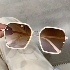 Oversized Polygon Sunglasses Gradient UV400 Sun Shades Metal Glasses