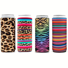 4 Pcs Rainbow Neoprene Slim Can Cooler For 12oz Skinny Cans