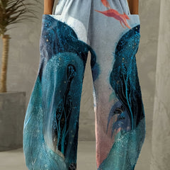 Geometric Print High Rise Wide Leg Pants Plus Size