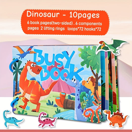 Dinosaur & Jungle Theme Busy Book with Reusable Stickers