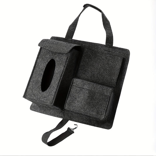 Felt Car Seat Back Hanging Bag Storage Organizer with Tissue Box