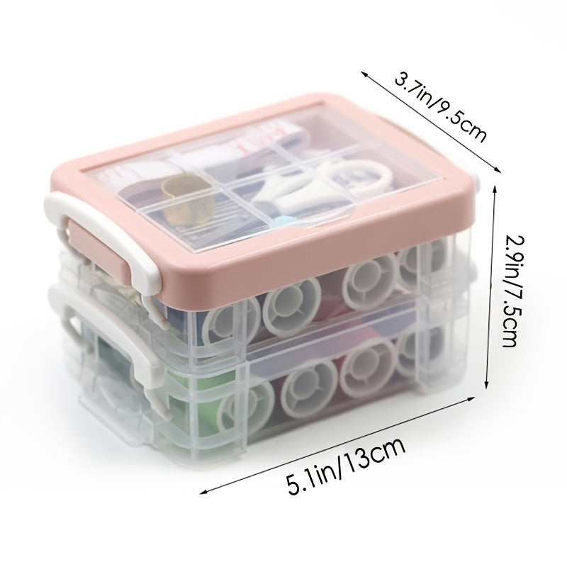 Transparent 3 layer Sewing Box Set Portable Household Sewing Kit