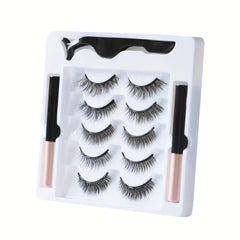 3D Hybrid Magnetic False Eyelashes Kit with Tweezers, Long Lasting Eyeliner